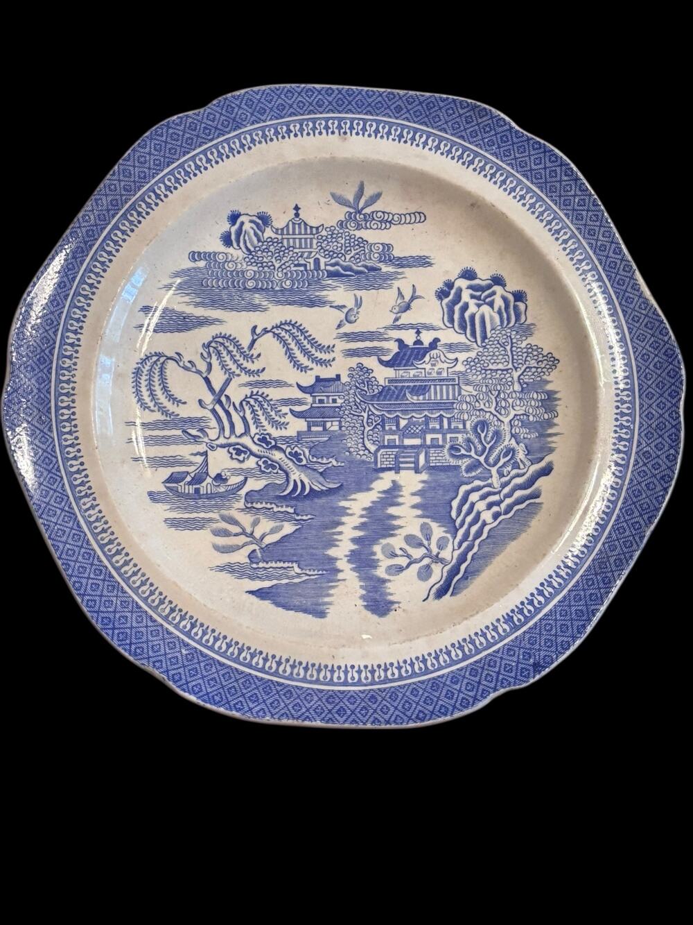 Antique Blue Transferware Plate Made in England No Chips  Cracks English Cottage
